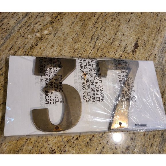 White Sign w/ Brass? Numbers 37. House Door  Plaque Rectangle 7.5x15" - Picture 7 of 7
